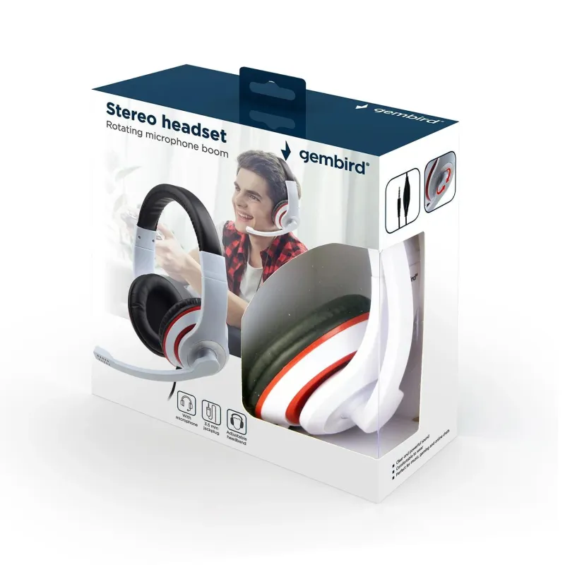 Headset stereo white-mhs-03-wtrdbk gembird