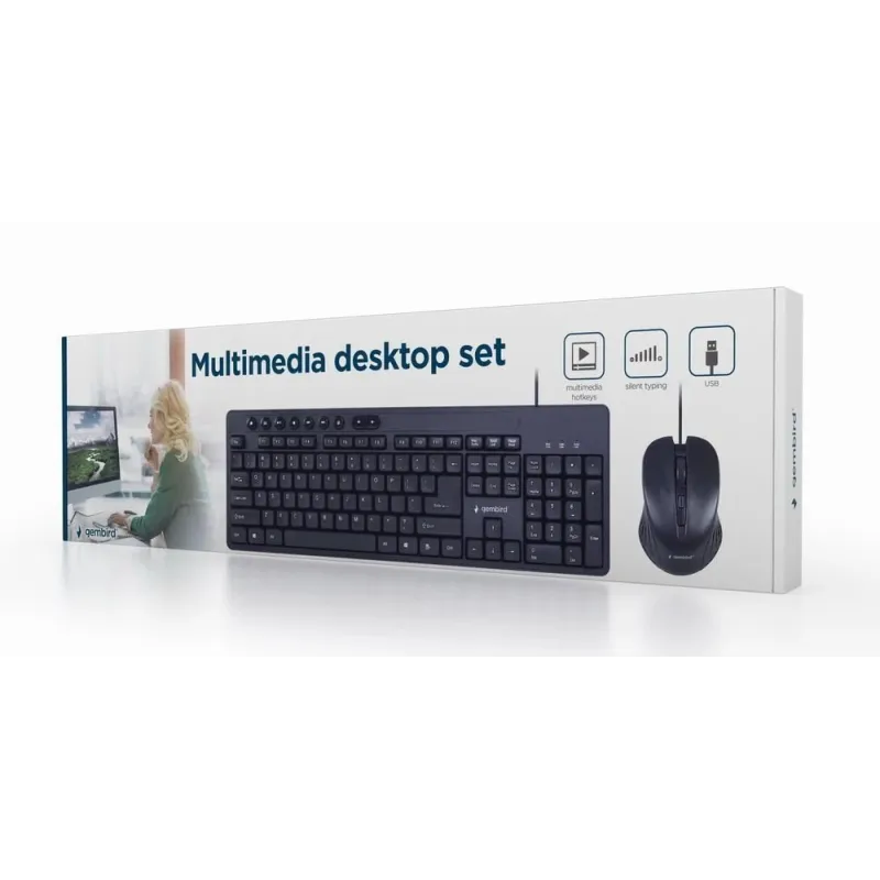 Gembird - Multimedia desktop set - KBS-UM-04 - Keyboard and Mouse Set - Wired - Mouse included - US - Black