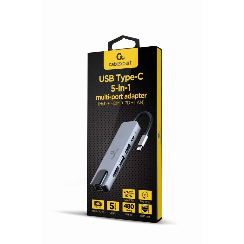 I-o adapter usb-c to hdmi-usb3-5in1 a-cm-combo5-04 gembird