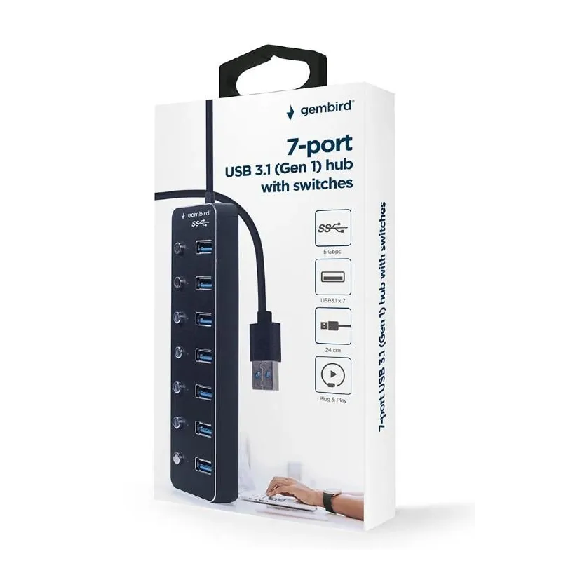I-o hub usb3 7port-uhb-u3p7p-01 gembird