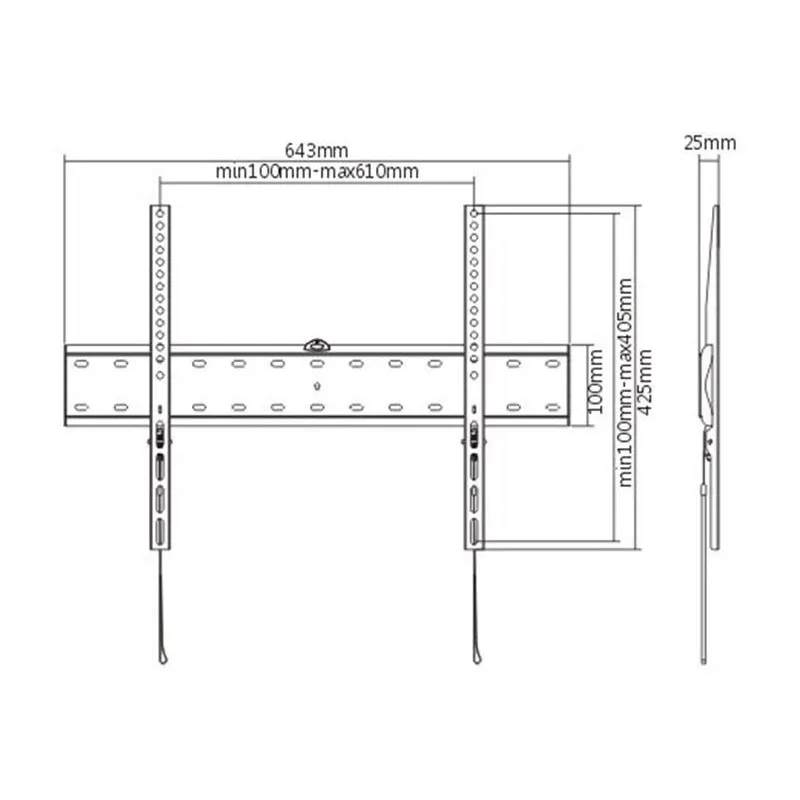 Gembird - Wall mount - Fixed - 37-70  - Maximum weight ,capacity, 40 kg - Black