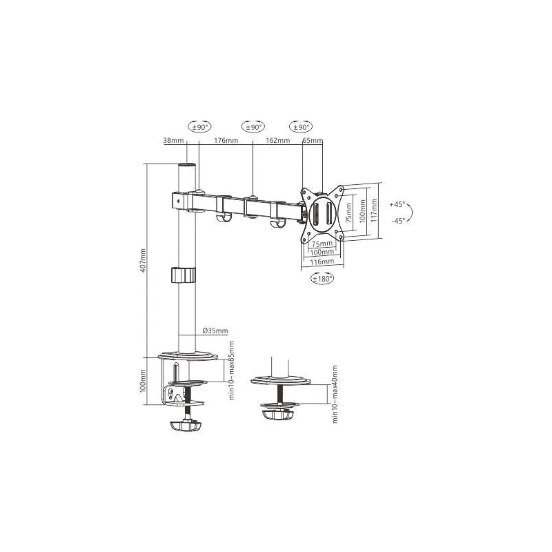 Display acc mounting arm-17-32 ma-d1-01 gembird