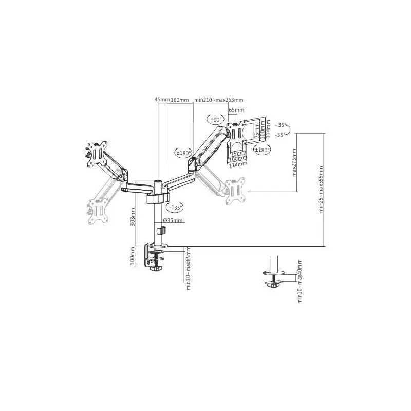 Display acc mounting arm-17-32 ma-da2p-01 gembird