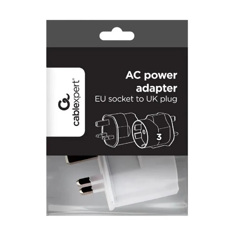 Cablexpert AC power adapter, EU Schuko socket to UK plug, 13 A - A-AC-EUFUKM-01 - Power adapter