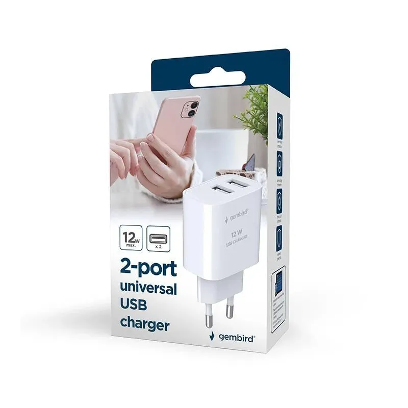 Charger usb universal black-2p ta-uc-2a12-01-bk gembird