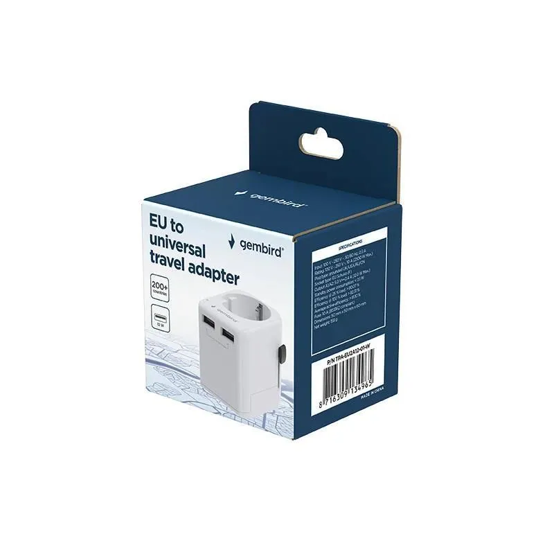 Power adapter eu to univ. 12w-wht tpa-eu2a12-01-w gembird