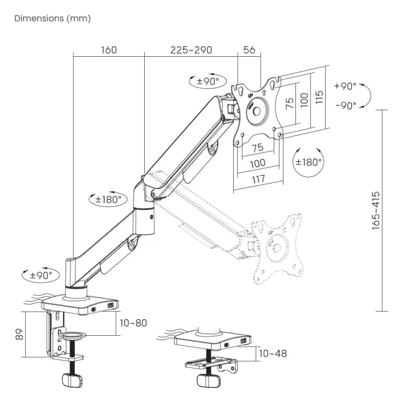 Display acc mounting arm-17-32 ma-da1u-01 gembird