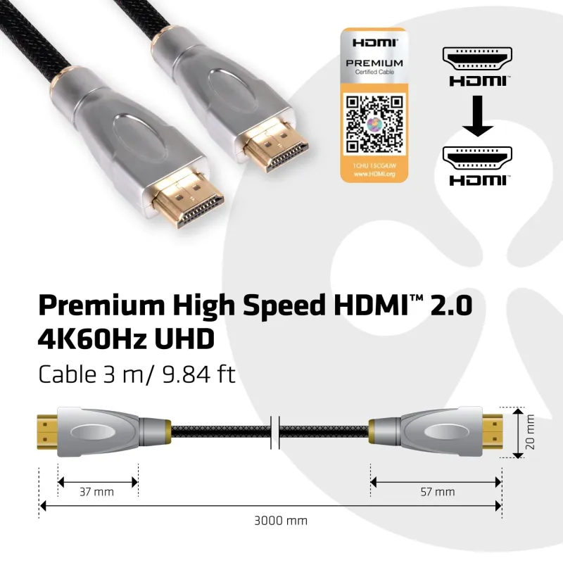 Cable hdmi 3m-premium cac-1310 club3d