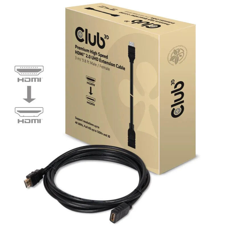 Cable hdmi to hdmi 3m-m-f cac-1321 club3d