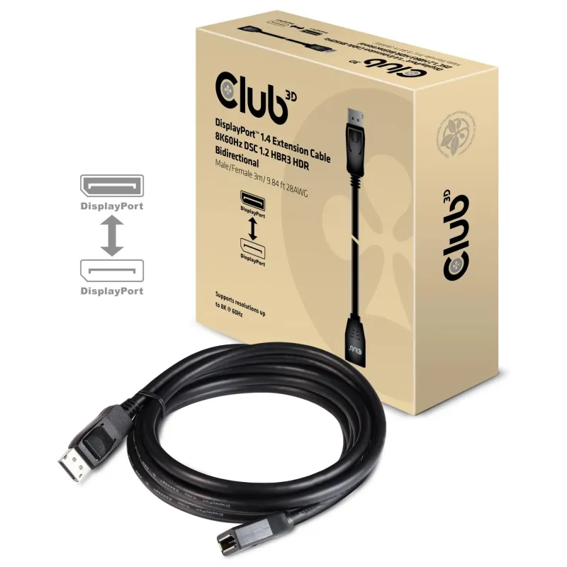 Cable dp to dp 3m-m-f cac-1023 club3d