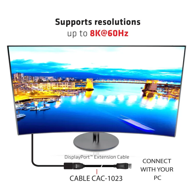 Cable dp to dp 3m-m-f cac-1023 club3d