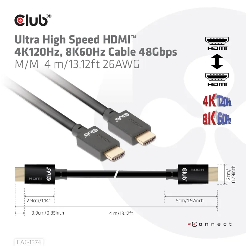 Cable hdmi to hdmi 4m-m-m cac-1374 club3d