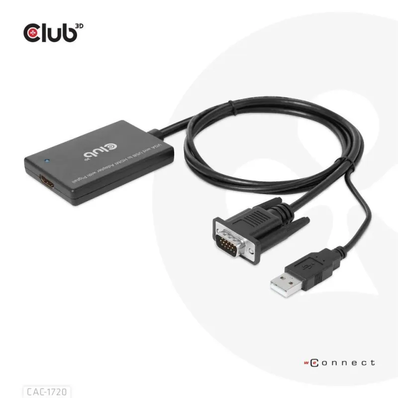 I-o adapter vga to hdmi+usb-0.6m m-f cac-1720 club3d
