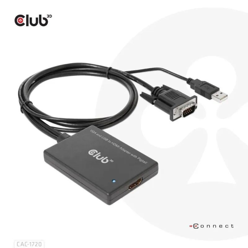 I-o adapter vga to hdmi+usb-0.6m m-f cac-1720 club3d