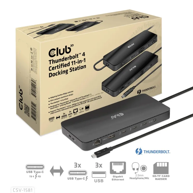 Nb acc docking station 11in1-thunderbolt csv-1581 club3d