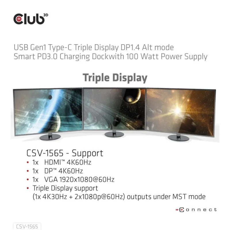 Nb acc docking station-usb-c 100w csv-1565 club3d