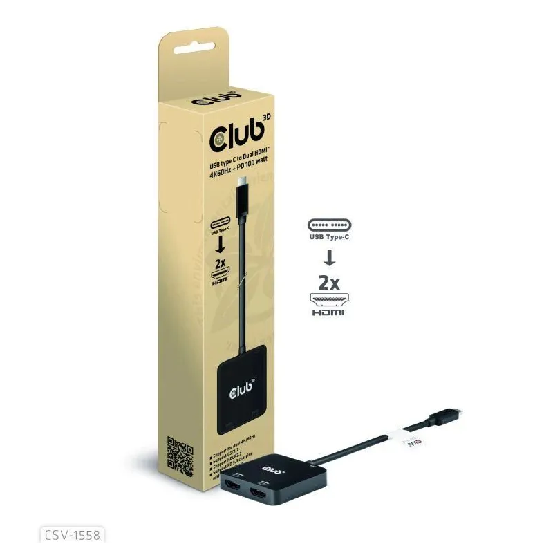 I-o hub usb-c to hdmi 2port-mst csv-1558 club3d