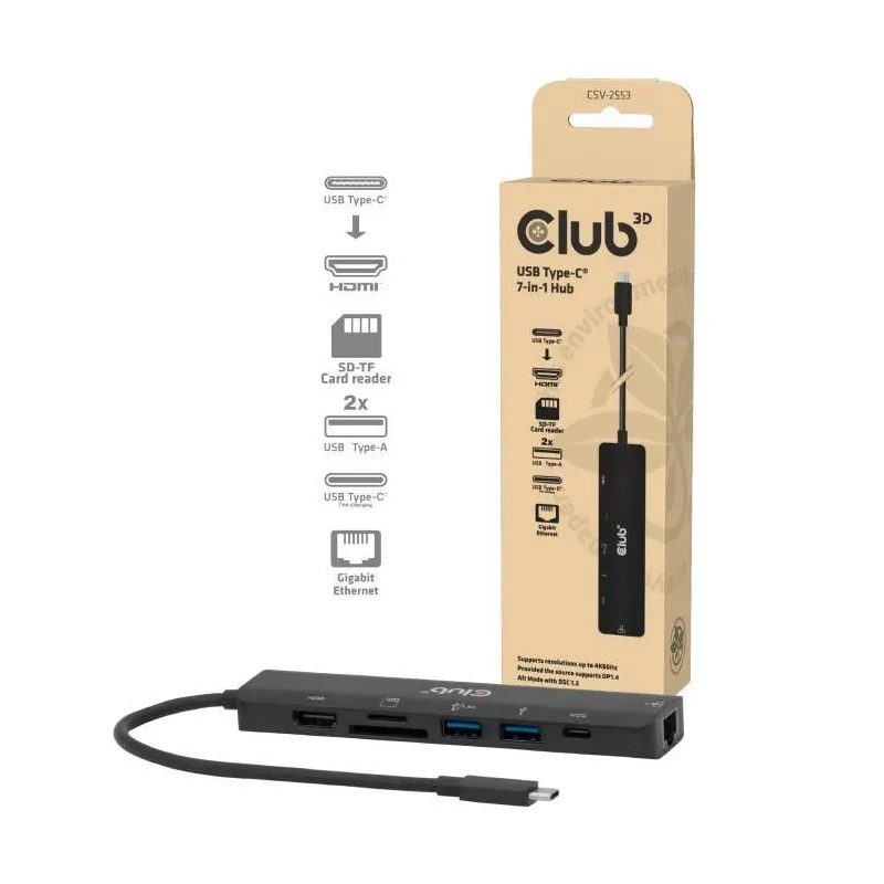 I-o hub 7in1 usb-c hdmi-100w csv-2553 club3d