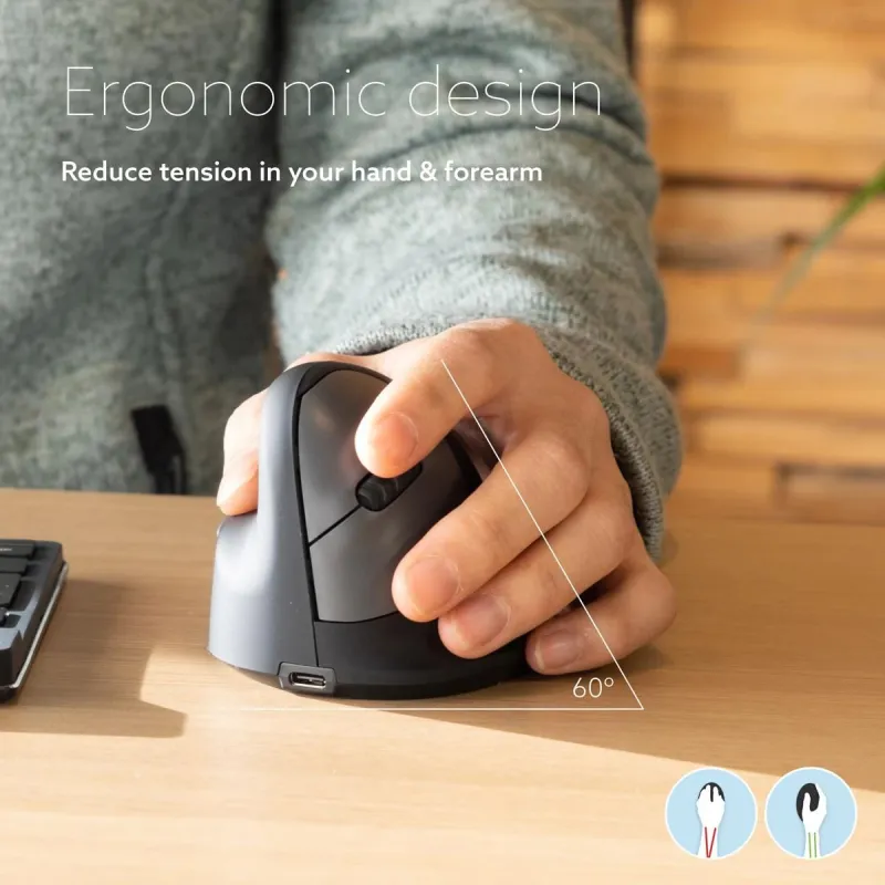 Mouse usb optical wrl-left black rgohewll r-go tools