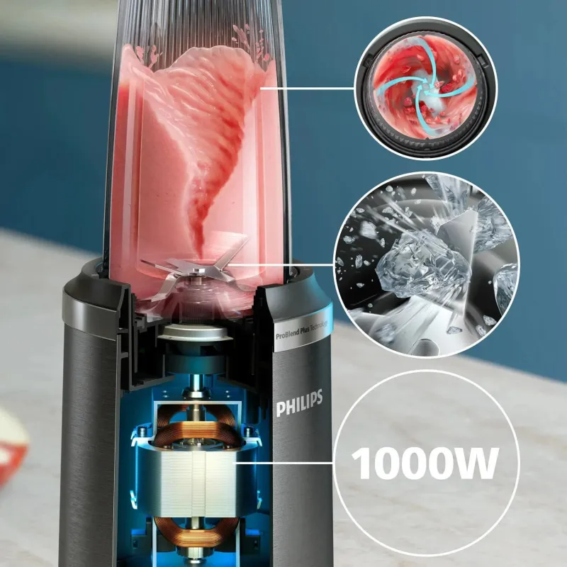 Philips Blender - HR2766-00 - Tabletop - 1000 W - Jar material Plastic - Jar capacity 0.7 + 0.3 L - Ice crushing - Black
