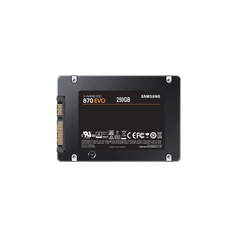 SSD-SAMSUNG-870 EVO-250GB-SATA-MLC-Write speed 530 MBytes-sec-Read speed 560 MBytes-sec-2,5-TBW 150 TB-MTBF 1500000
