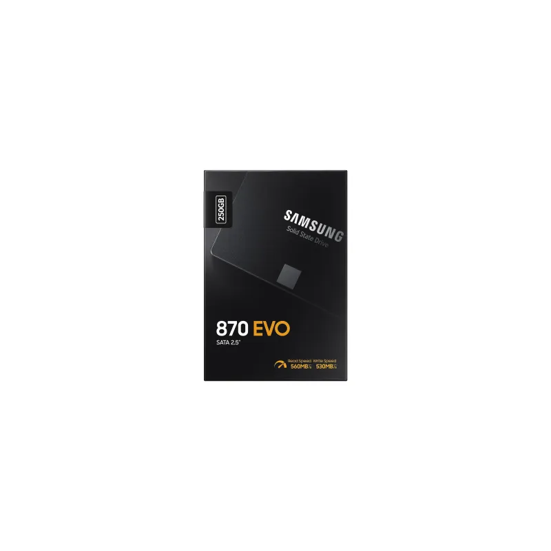 SSD-SAMSUNG-870 EVO-250GB-SATA-MLC-Write speed 530 MBytes-sec-Read speed 560 MBytes-sec-2,5-TBW 150 TB-MTBF 1500000
