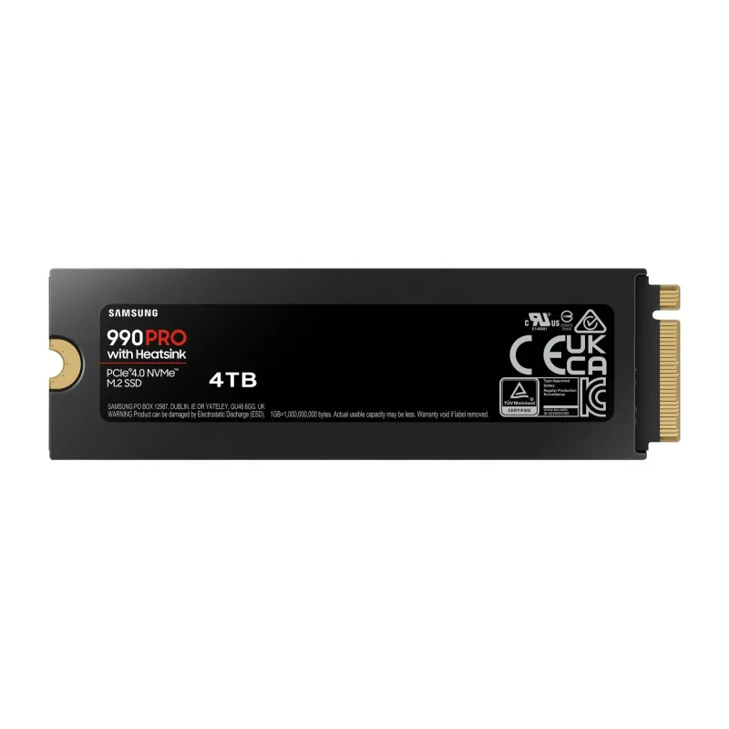 Samsung - 990 PRO with Heatsink - 4000 GB - SSD form factor M.2 2280 - Solid-state drive interface M.2 NVME - Read speed 7450