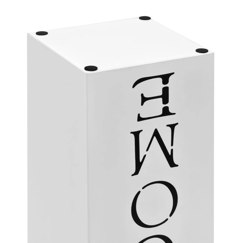 vidaXL lietussargu statīvs Welcome, balts tērauds