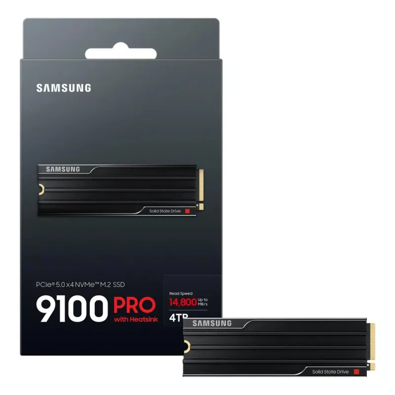 SSD-SAMSUNG-9100 PRO-4TB-M.2-PCIe Gen5-NVMe-TLC-Write speed 13400 MBytes-sec-Read speed 14800 MBytes-sec-2.38mm-TBW 2400