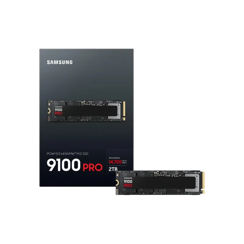 SSD-SAMSUNG-9100 PRO-2TB-M.2-PCIe Gen5-NVMe-TLC-Write speed 13400 MBytes-sec-Read speed 14700 MBytes-sec-2.38mm-TBW 1200