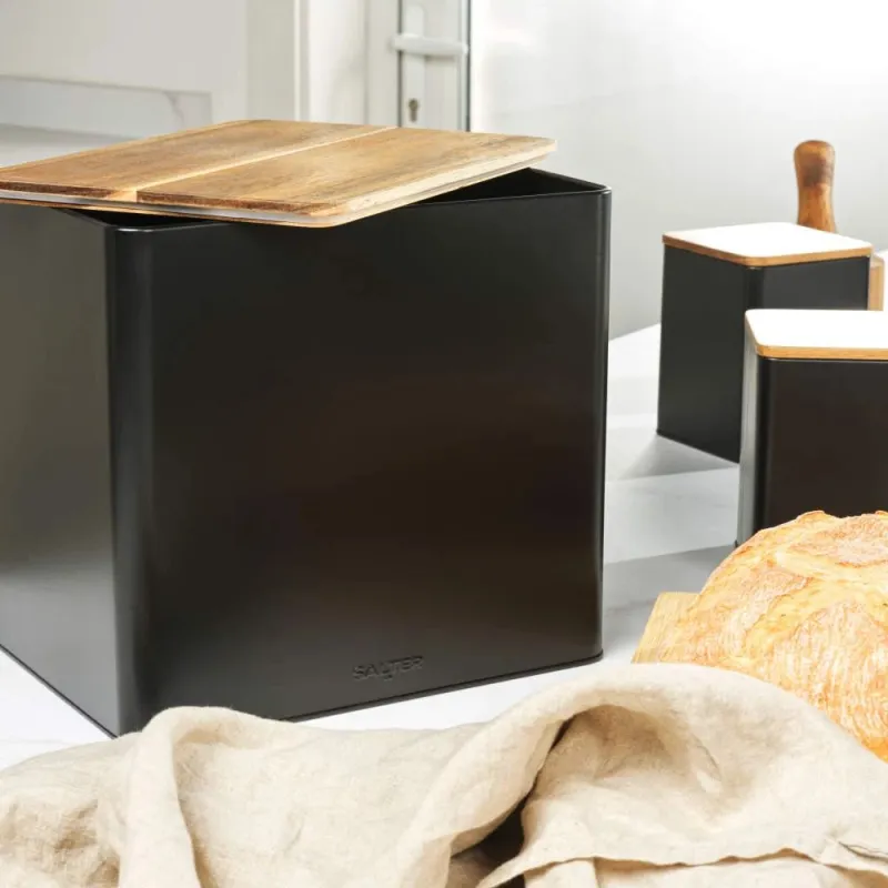 Salter BW128991 Toronto Bread Bin, Black-Wooden
