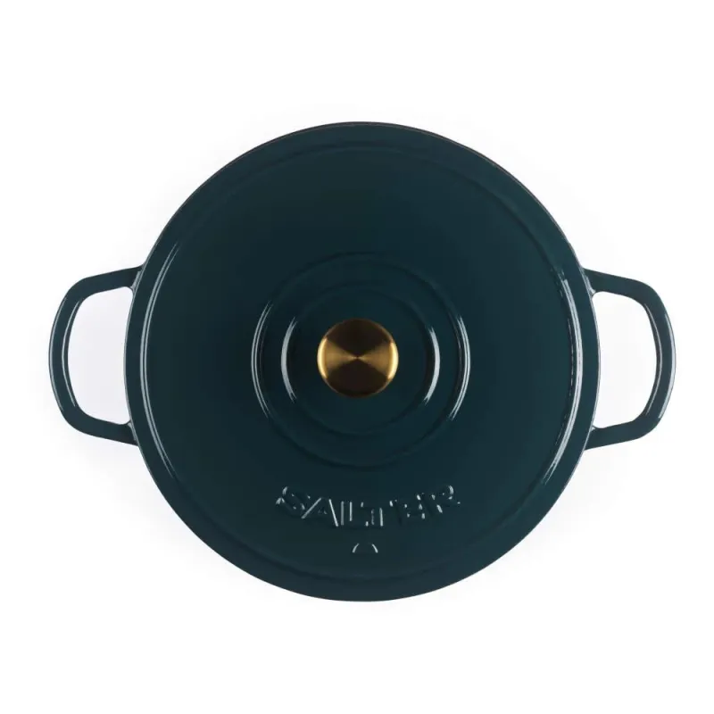Salter BW13772GR Chester 2.8L Shallow Cast Iron Casserole Pot 30 cm, Green
