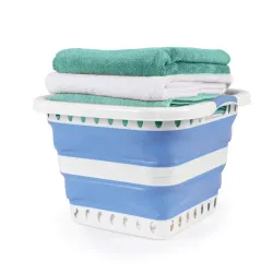 Beldray LA00000152EU7 40L Collapsible Laundry Basket, White-Blue