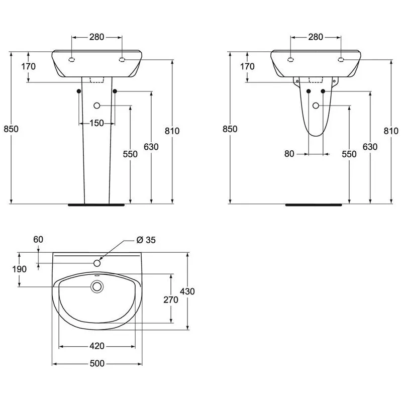 Washbasin 500x430x175 alpha
