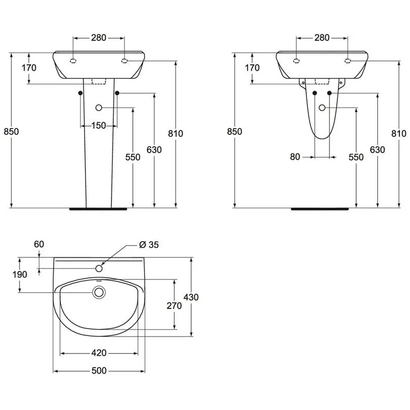 Washbasin 500x430x175 alpha