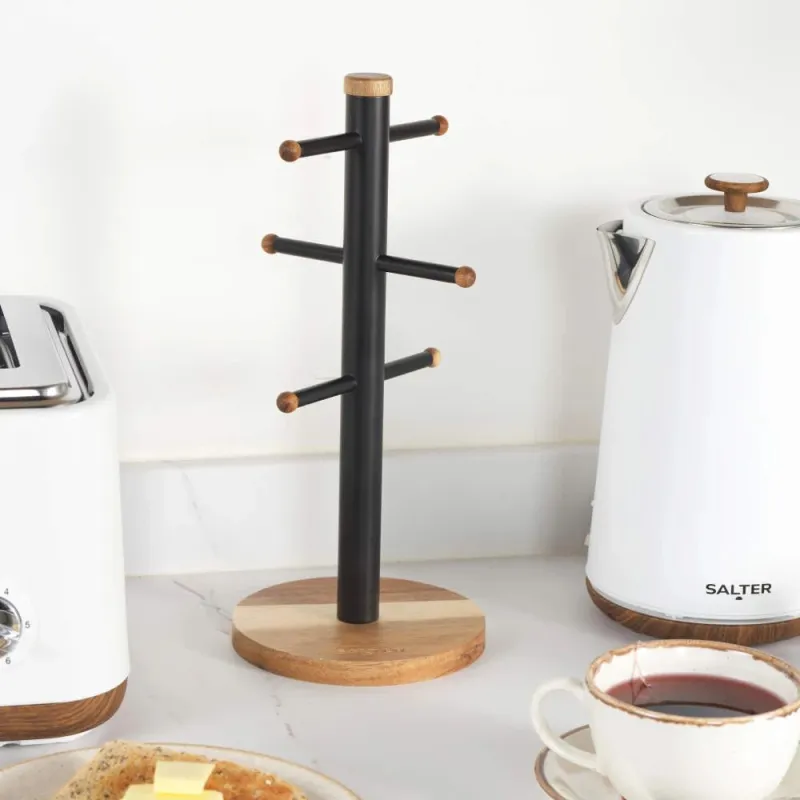 Salter BW1356611EU7 Toronto Mug Tree, Wood-Black