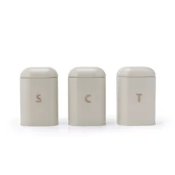 Salter BW13729OEU7 Pebble 3 Piece Canister Set Stone, Beige