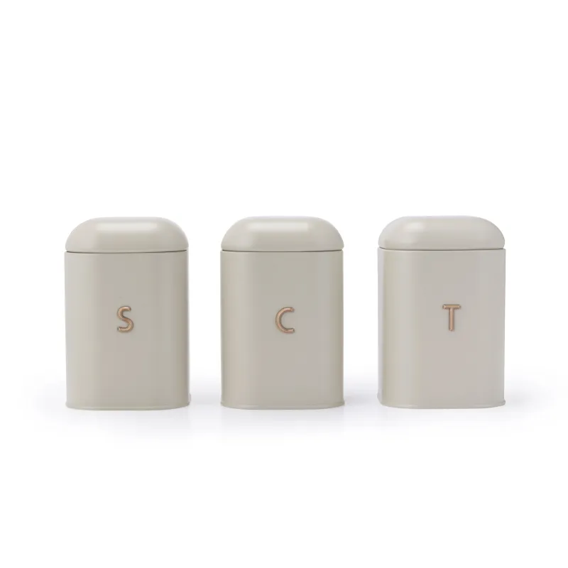 Salter BW13729OEU7 Pebble 3 Piece Canister Set Stone, Beige
