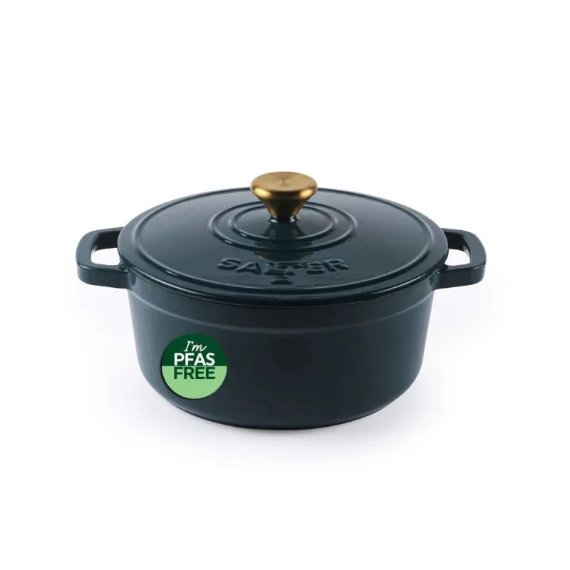 Salter BW13771GR Chester 3.4L Cast Iron Casserole Pot 24 cm, Green