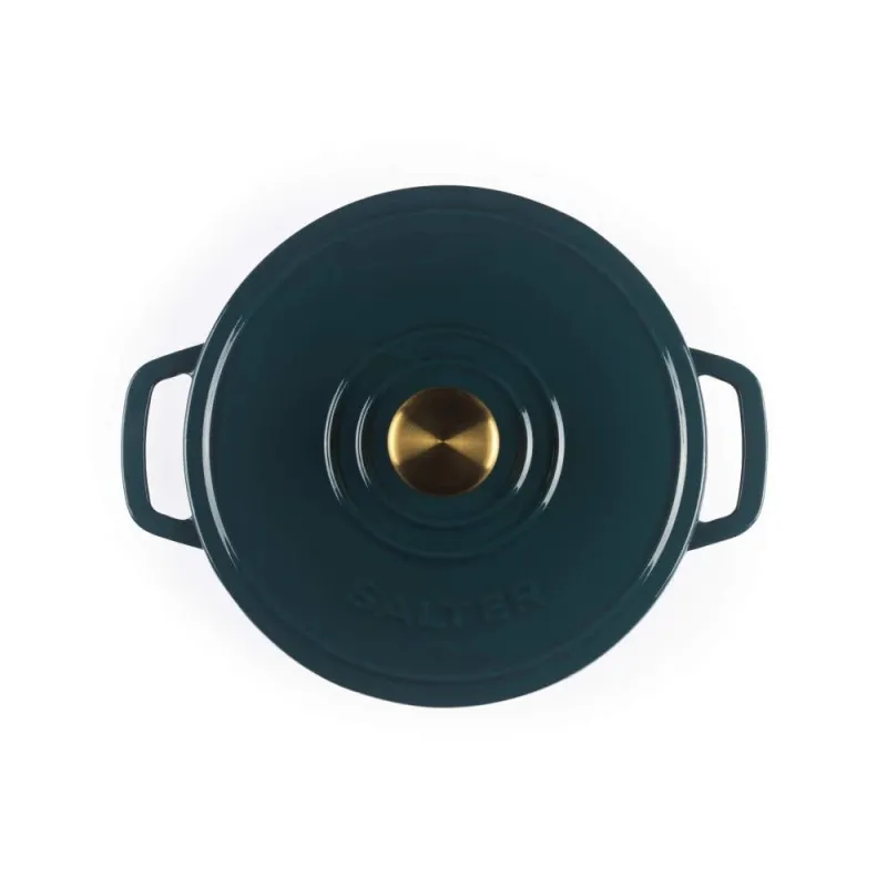 Salter BW13771GR Chester 3.4L Cast Iron Casserole Pot 24 cm, Green