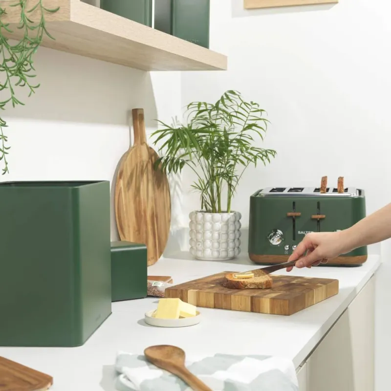 Salter BW12899G Toronto Bread Bin, Green-Wooden