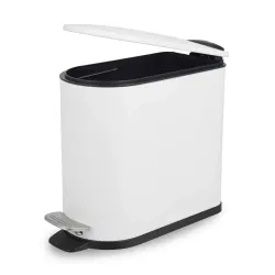 Beldray LA036690WHTPEU7 Slimline D-Shaped Pedal Bin 5-Litre, White