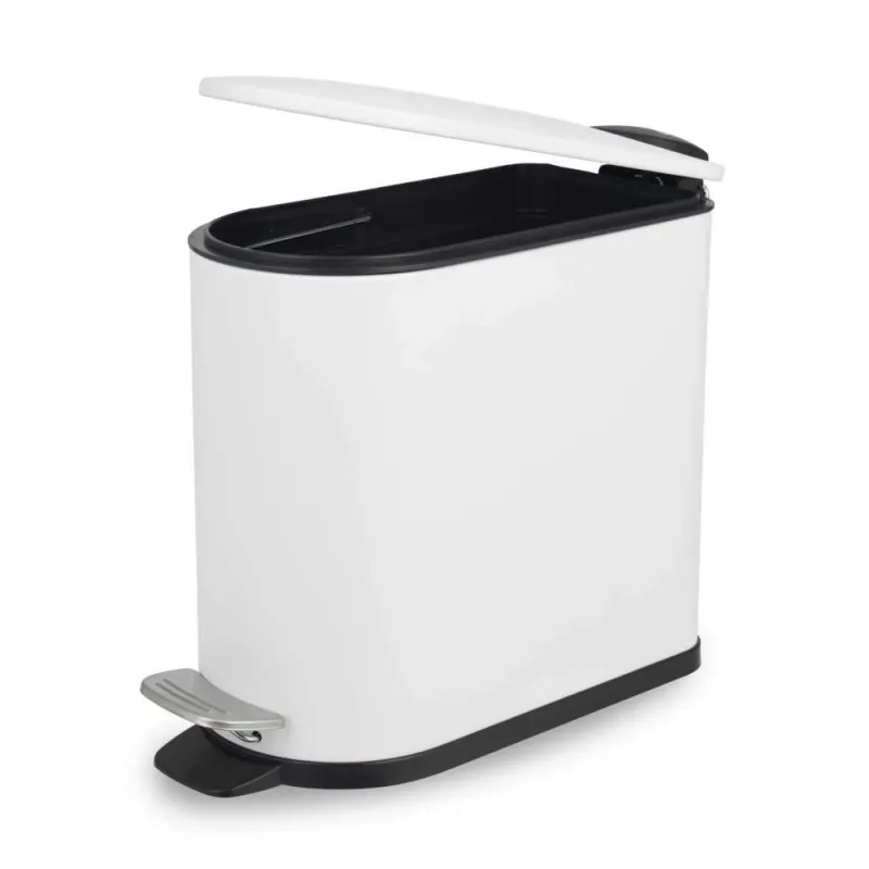 Beldray LA036690WHTPEU7 Slimline D-Shaped Pedal Bin 5-Litre, White