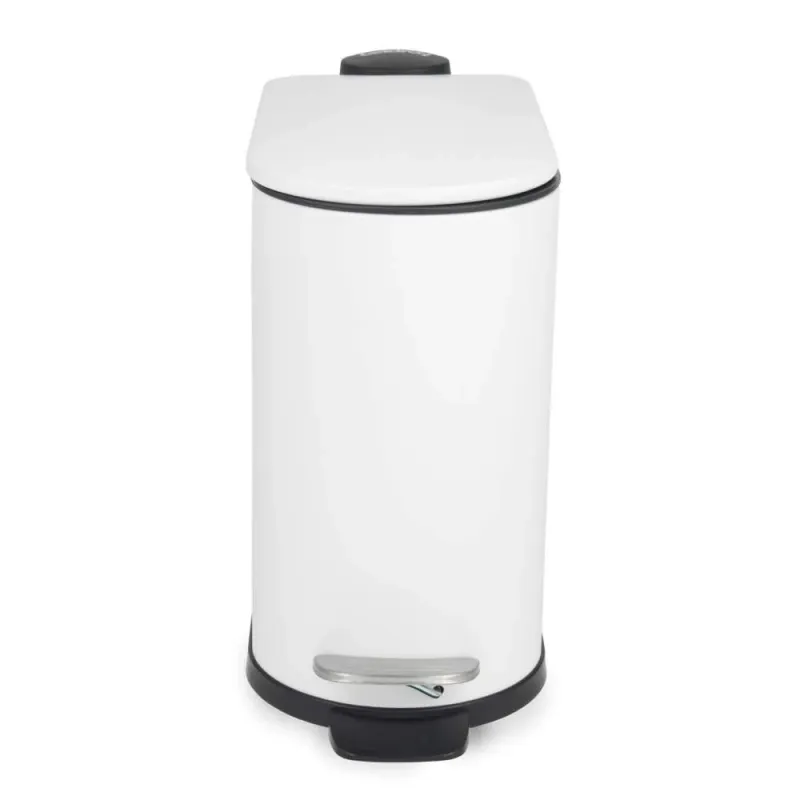 Beldray LA036690WHTPEU7 Slimline D-Shaped Pedal Bin 5-Litre, White