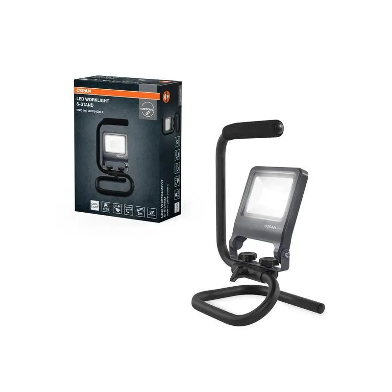 Prožektors bez kustības sensora, brīvi stāvošs Osram, 20 W, 2000 lm, 4000 °K, IP65, melna