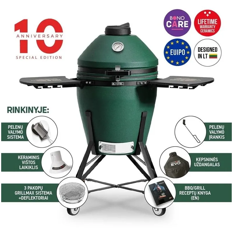 Grils Kamado Bono ZALGIRIS EVO 22. zaļa. 79 cm