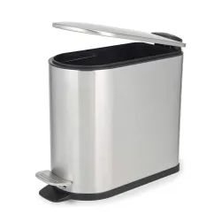 Beldray LA036683SSPEU7 Slimline D-Shaped Pedal Bin 5-Litre, Silver