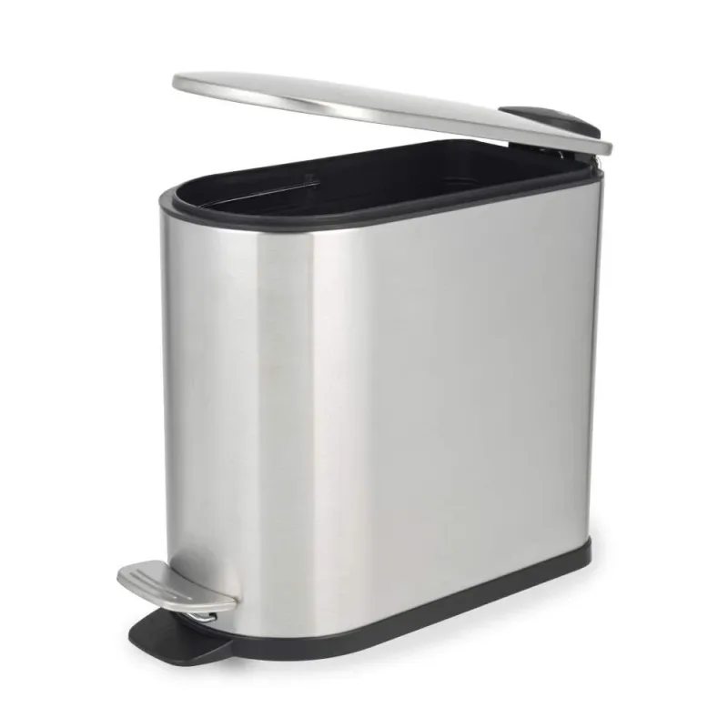 Beldray LA036683SSPEU7 Slimline D-Shaped Pedal Bin 5-Litre, Silver