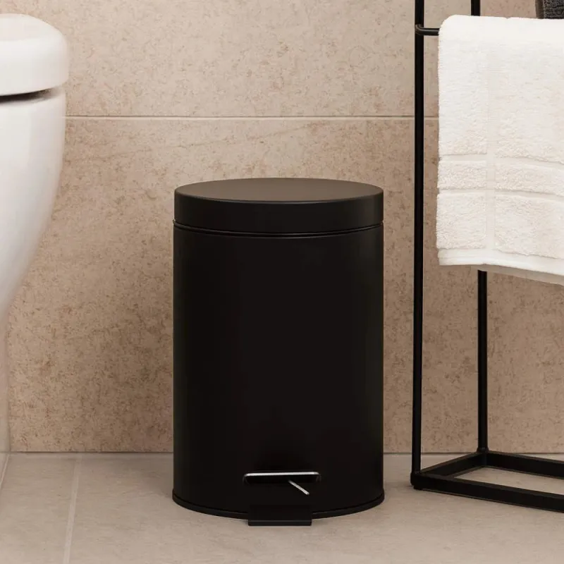 Beldray LA038098BPEU7 3 Litre Soft-Close Round Pedal Bin, Black