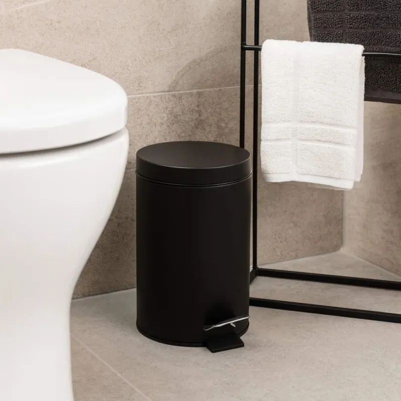 Beldray LA038098BPEU7 3 Litre Soft-Close Round Pedal Bin, Black